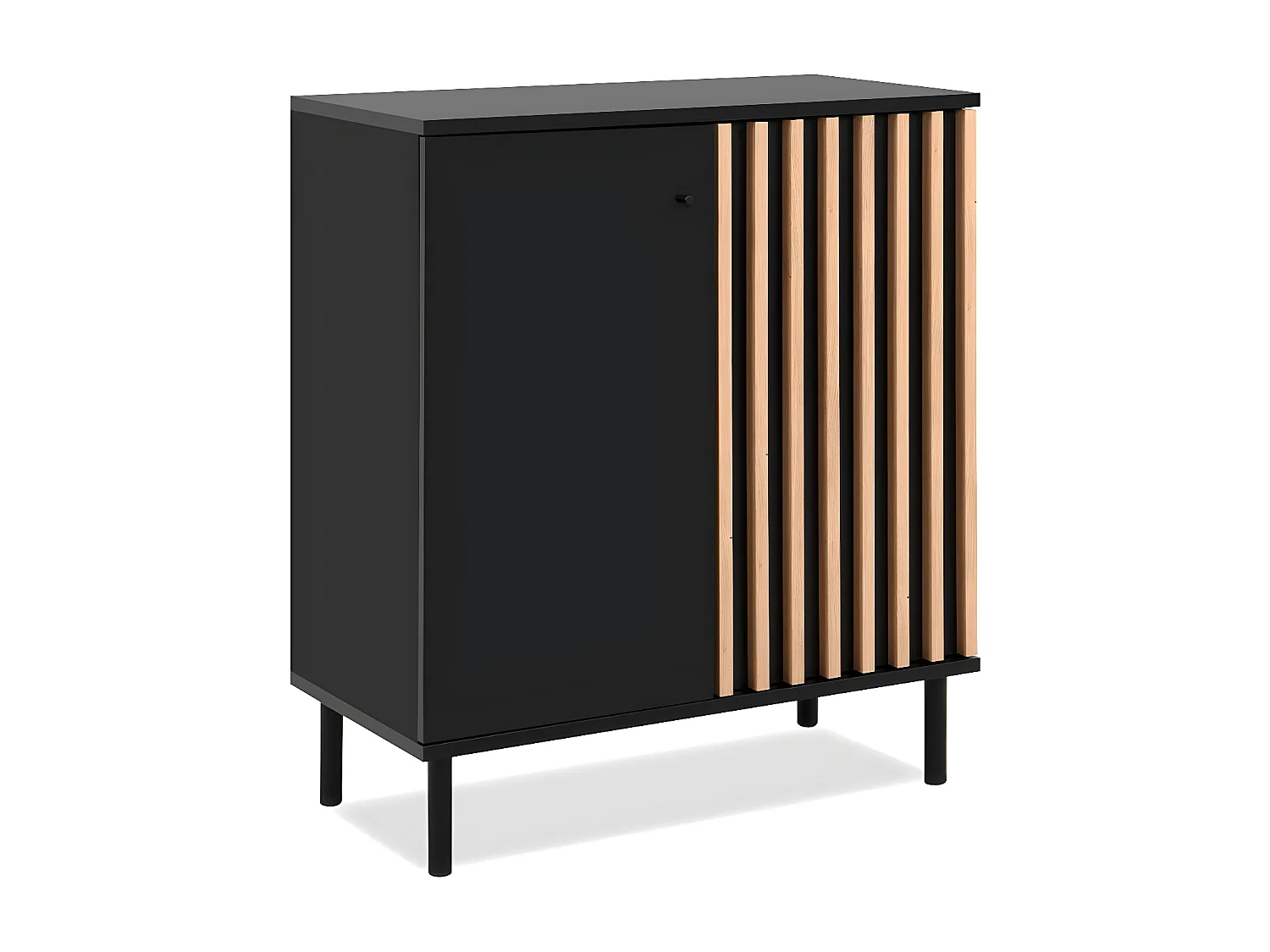 Buffet 2 Portes Noir et Bois L80 cm - MONZA