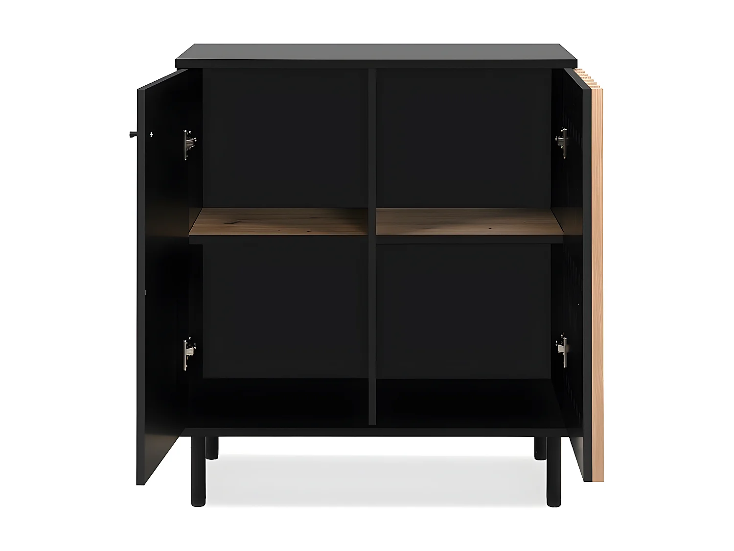 Buffet 2 Portes Noir et Bois L80 cm - MONZA