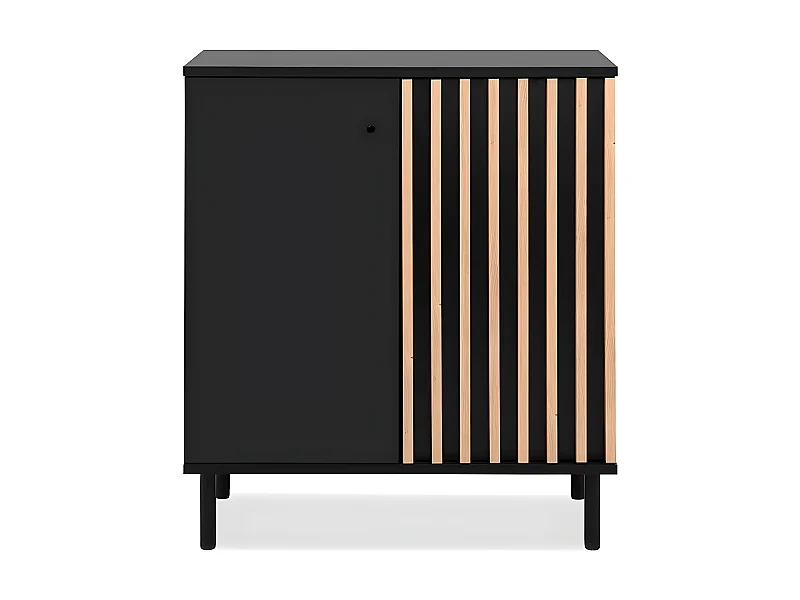 Sideboard 2 Türen Schwarz- und Holzdekor B80 cm - MONZA