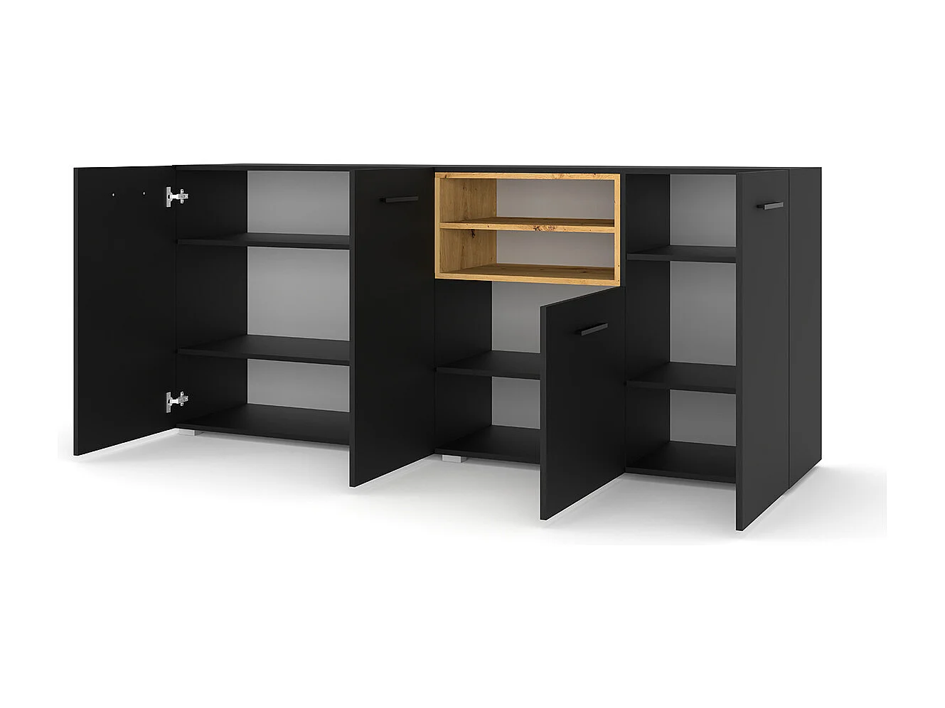 Buffet 4 portes Ania Noir et Bois