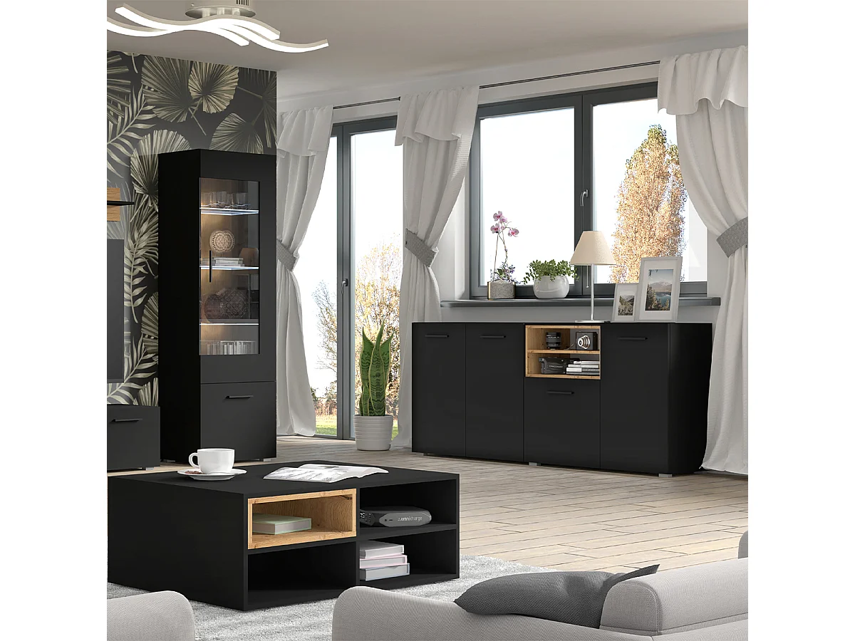 Buffet 4 portes Ania Noir et Bois