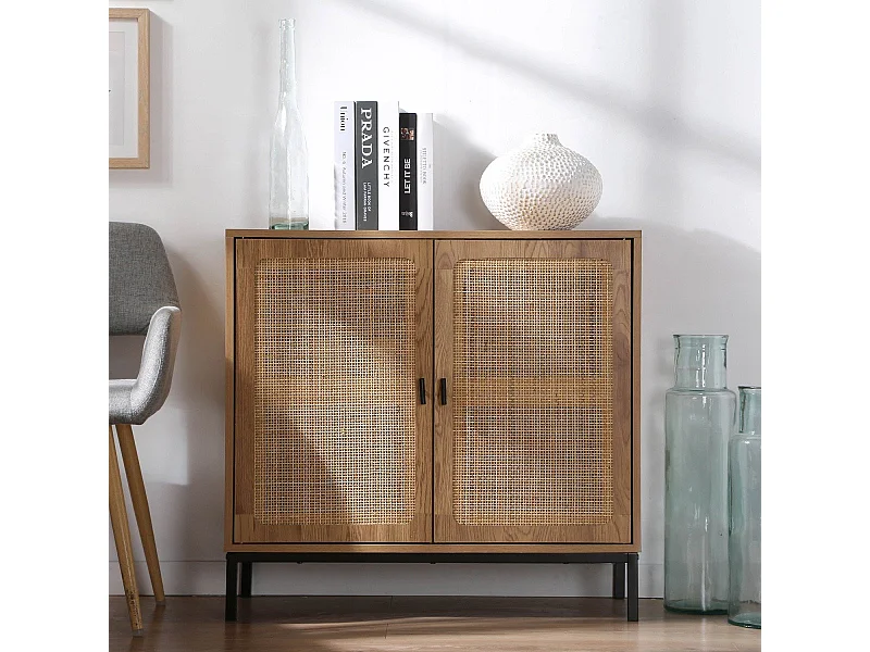 Credenza a 2 ante in rattan naturale L80 cm - JAYA
