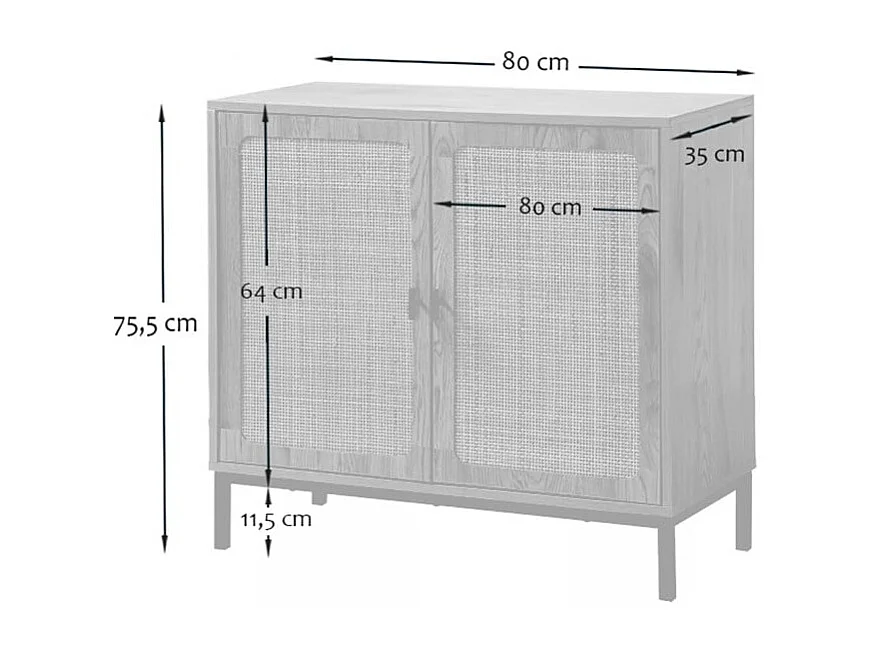 Buffet 2 Portes en Rotin Naturel L80 cm - JAYA