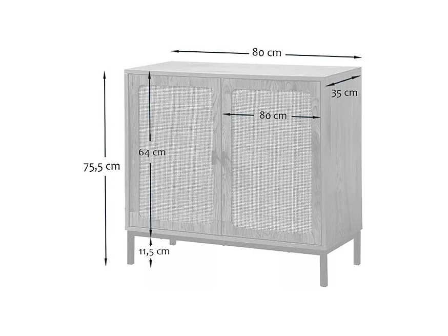 Buffet 2 Portes en Rotin Naturel L80 cm - JAYA