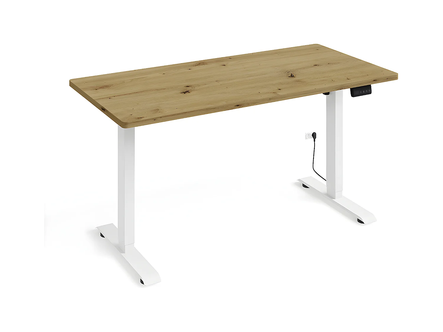 Bureau électrique 140 cm Ergo Bois et Blanc
