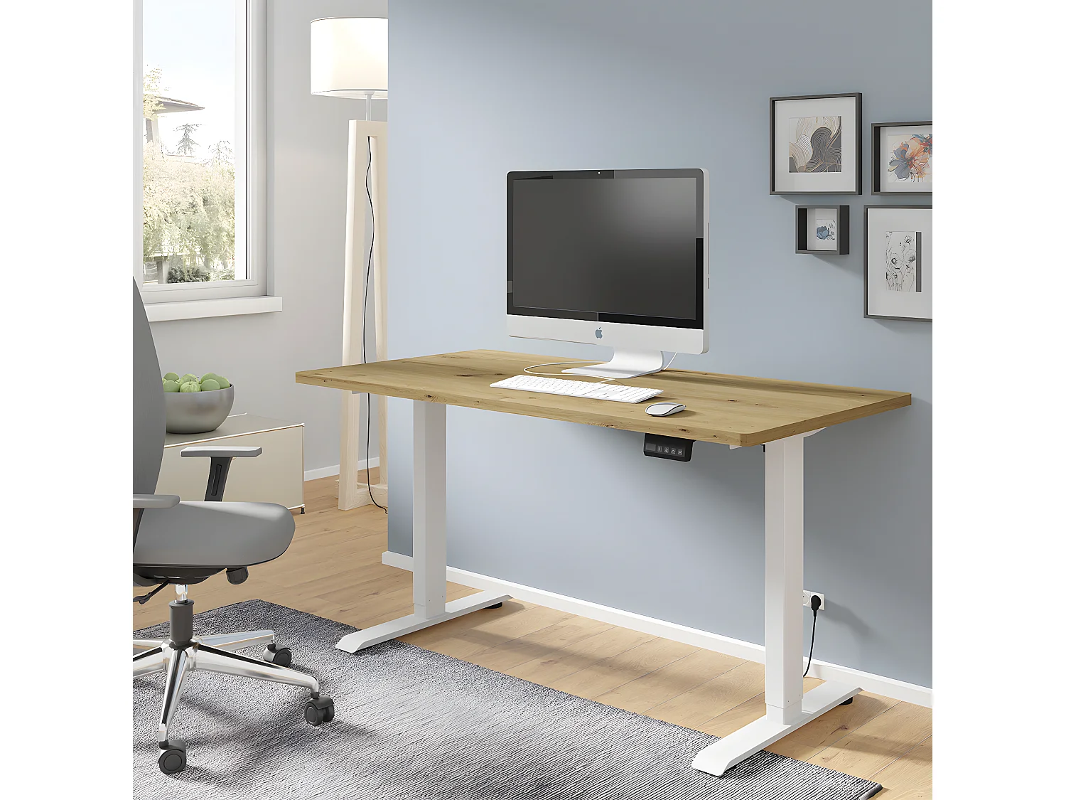 Scrivania Ergo marrone e bianco 73-120cm