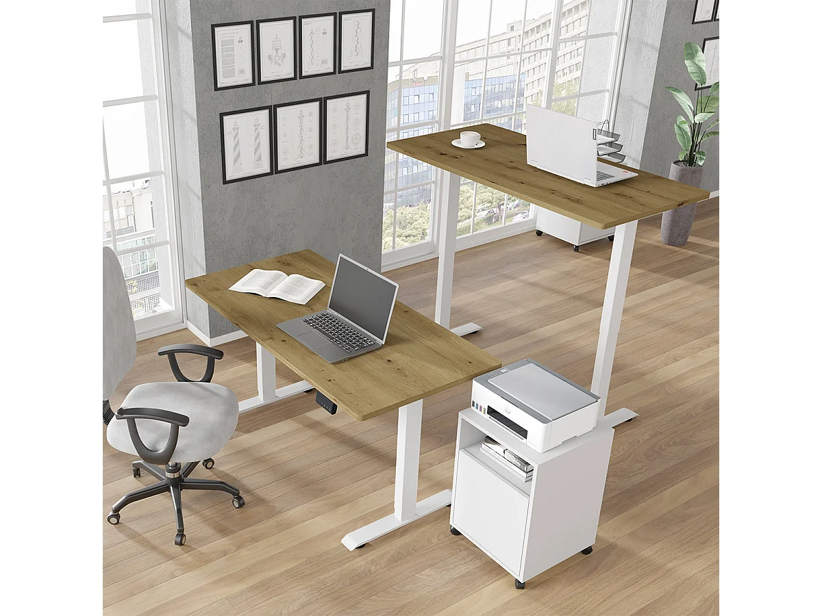 Elektrisch bureau 140 cm Ergo Hout en Wit