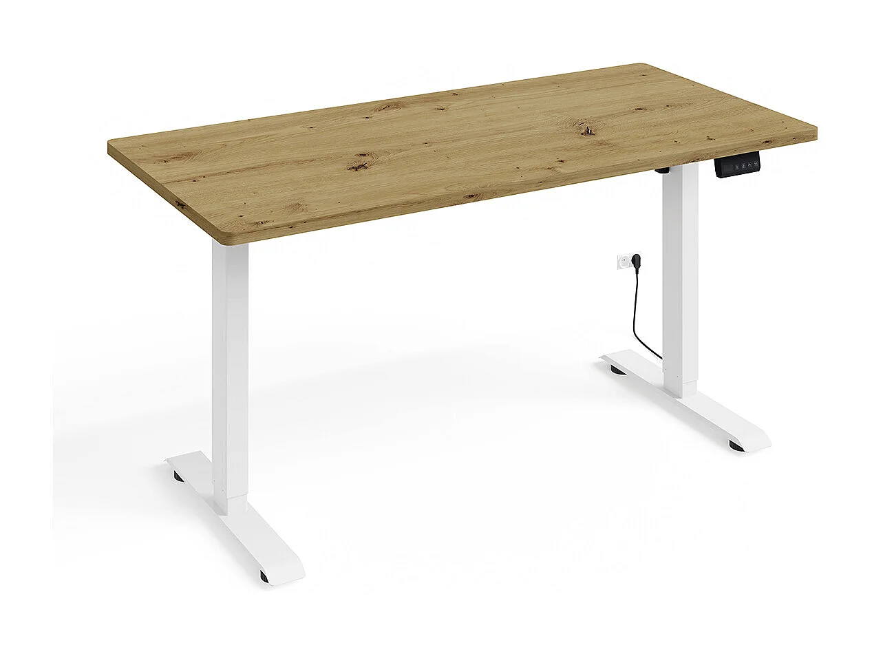 Bureau électrique 140 cm Ergo Bois et Blanc