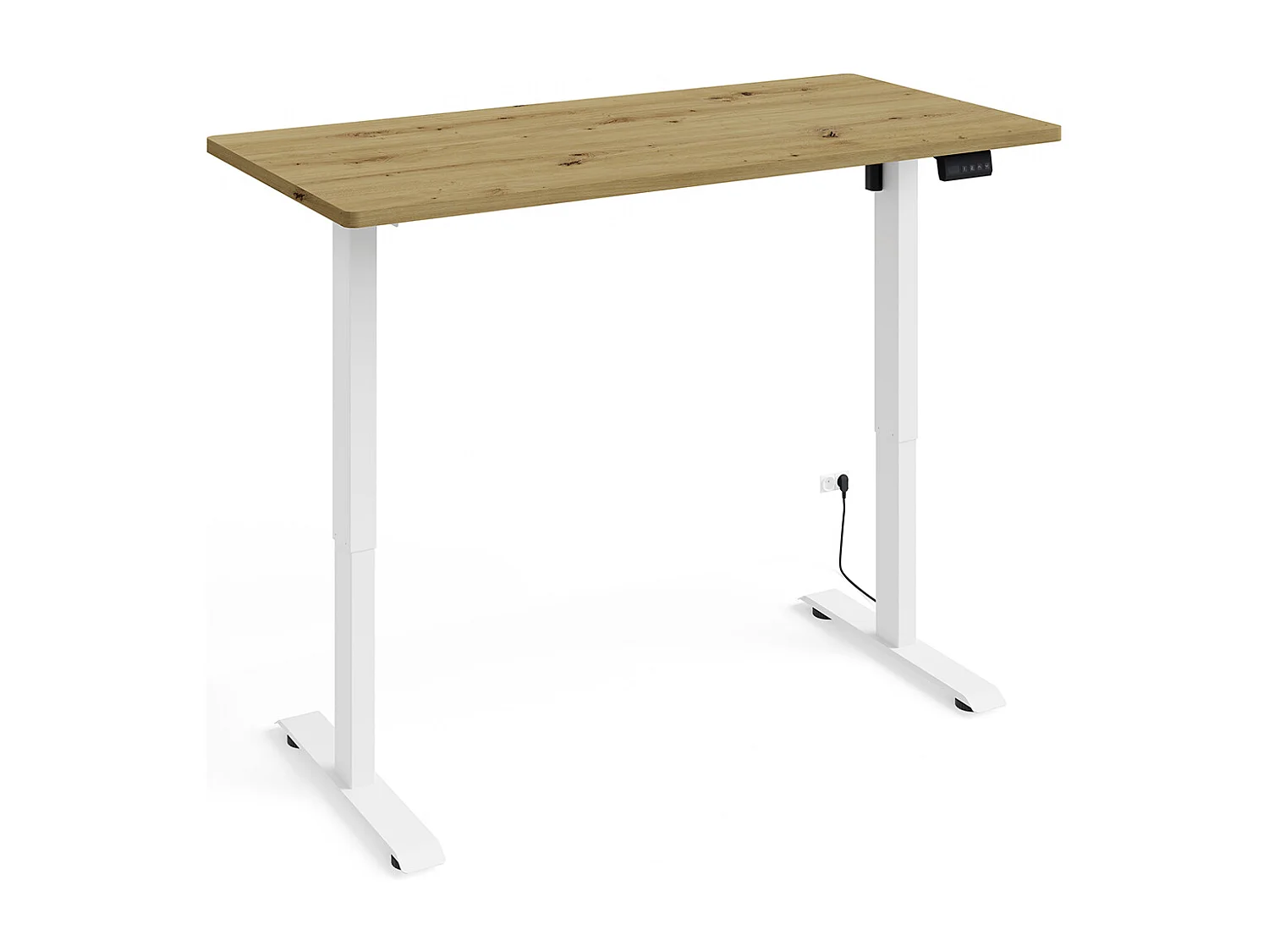 Bureau électrique 140 cm Ergo Bois et Blanc