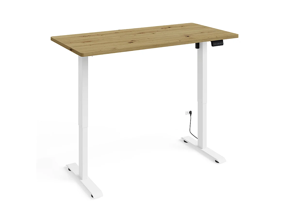 Elektrisk skrivebord 140 cm Ergo træ og hvid