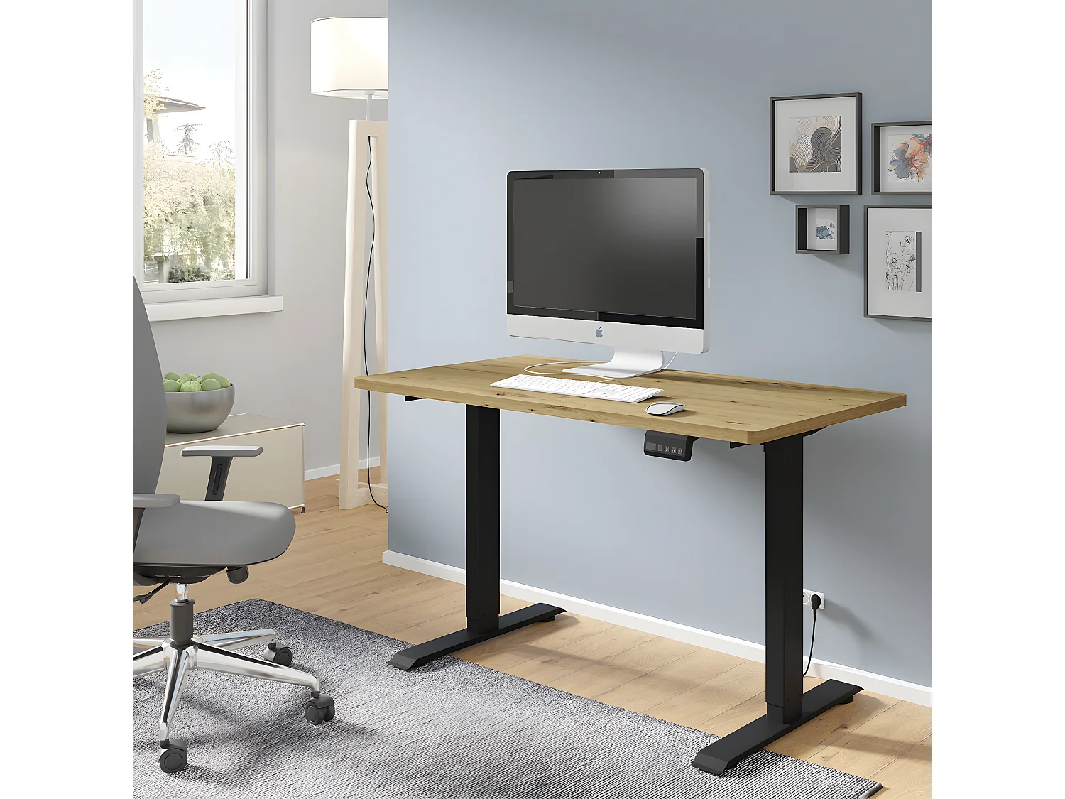 Escritorio eléctrico 120 cm Ergo Madera y Negro