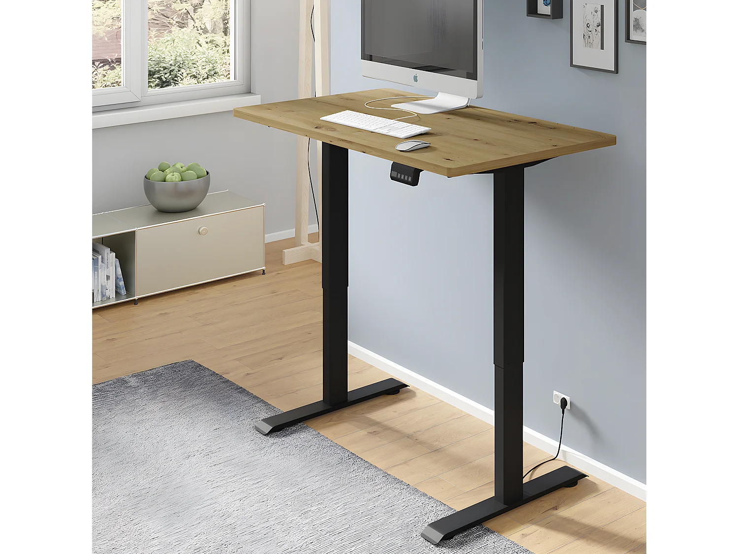 Escritorio eléctrico 120 cm Ergo Madera y Negro