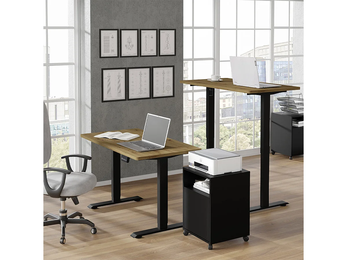 Elektrisk skrivebord 120 cm Ergo Træ og Sort