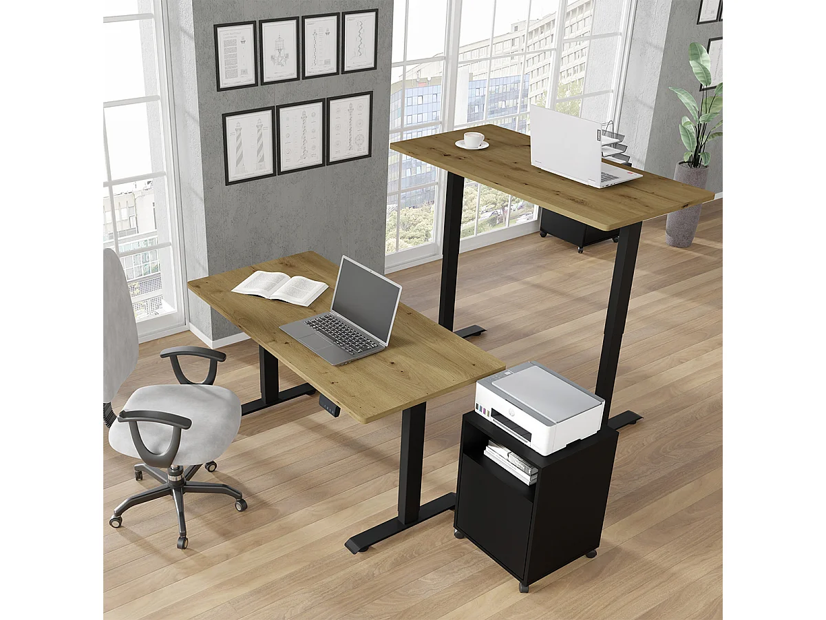 Elektrisch bureau 140 cm Ergo Hout en Zwart