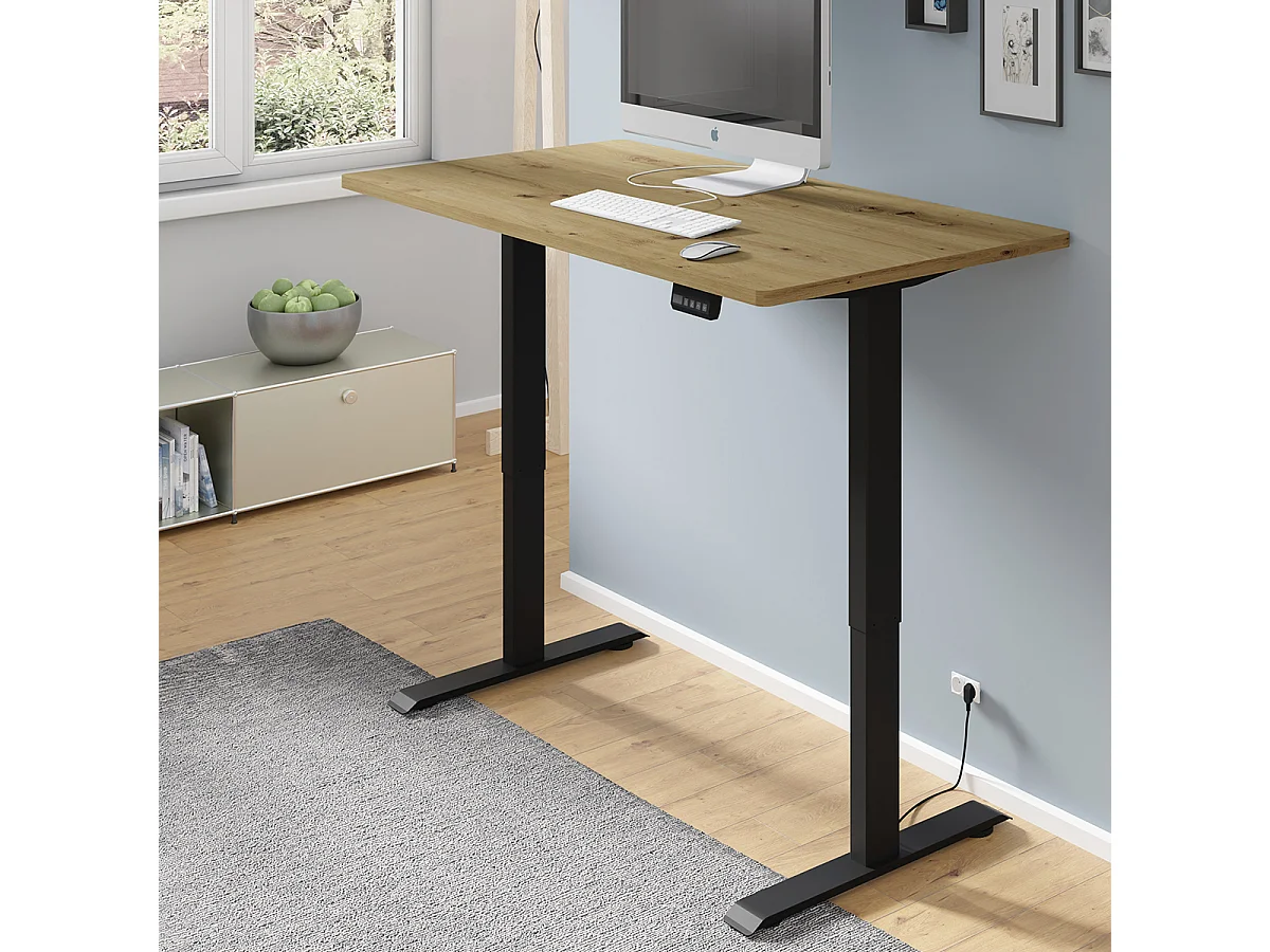 Bureau électrique 140 cm Ergo Bois et Noir