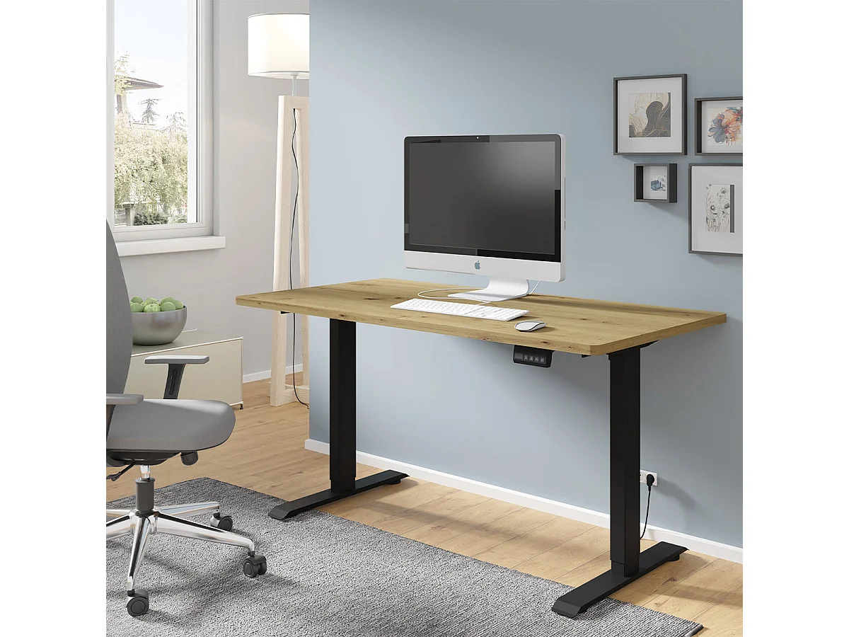 Bureau électrique 140 cm Ergo Bois et Noir