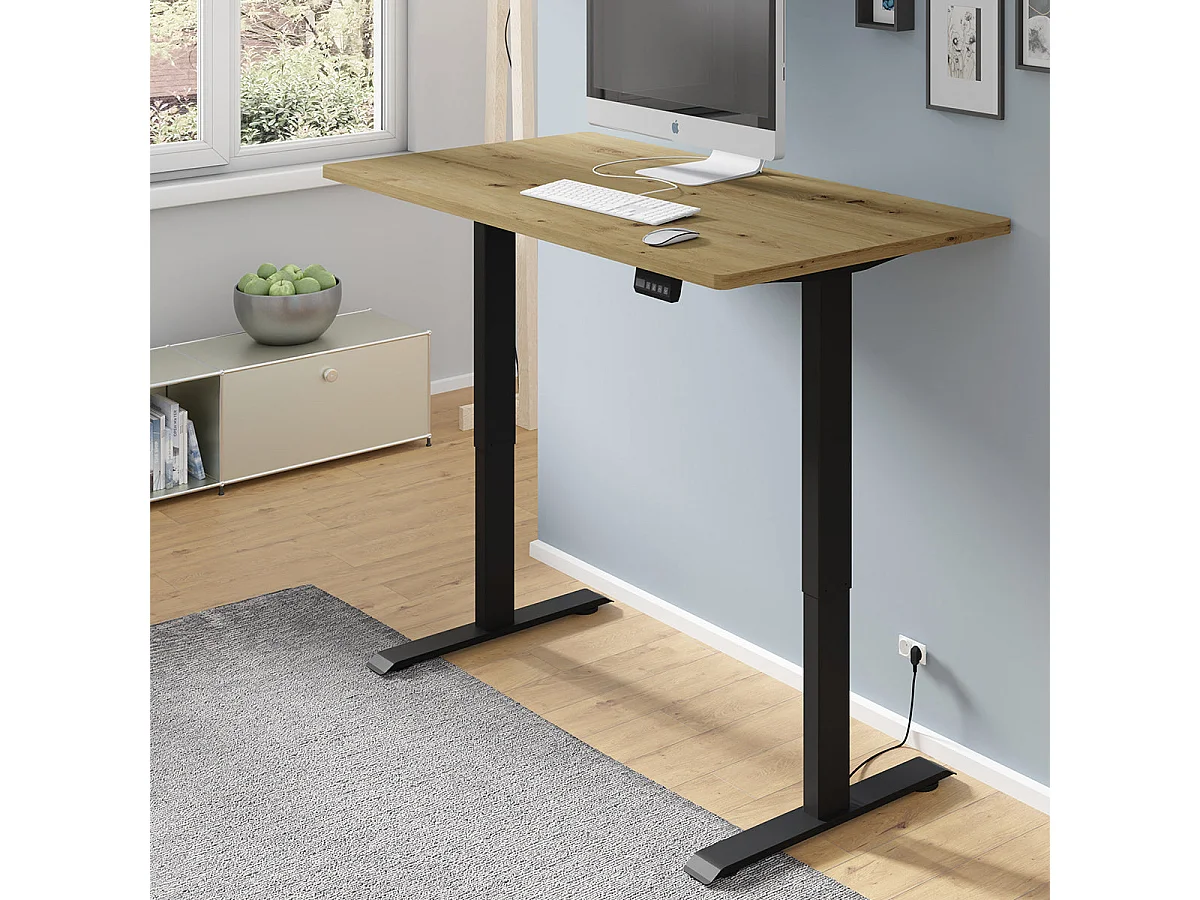 Bureau électrique 140 cm Ergo Bois et Noir