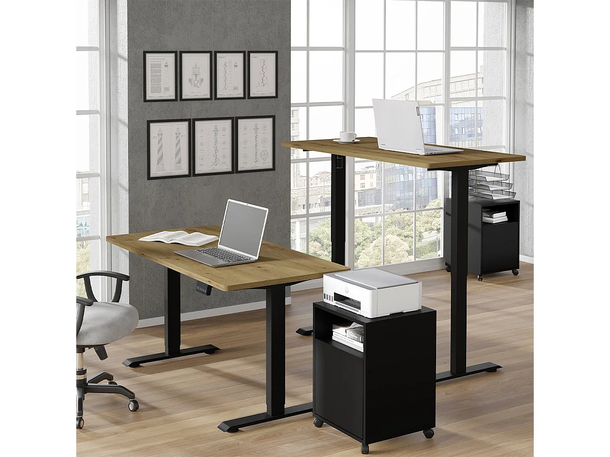Bureau électrique 140 cm Ergo Bois et Noir