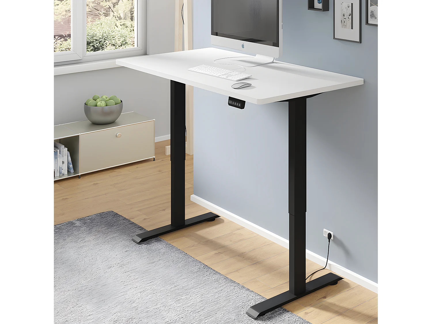 Bureau électrique 140 cm Ergo Blanc et Noir