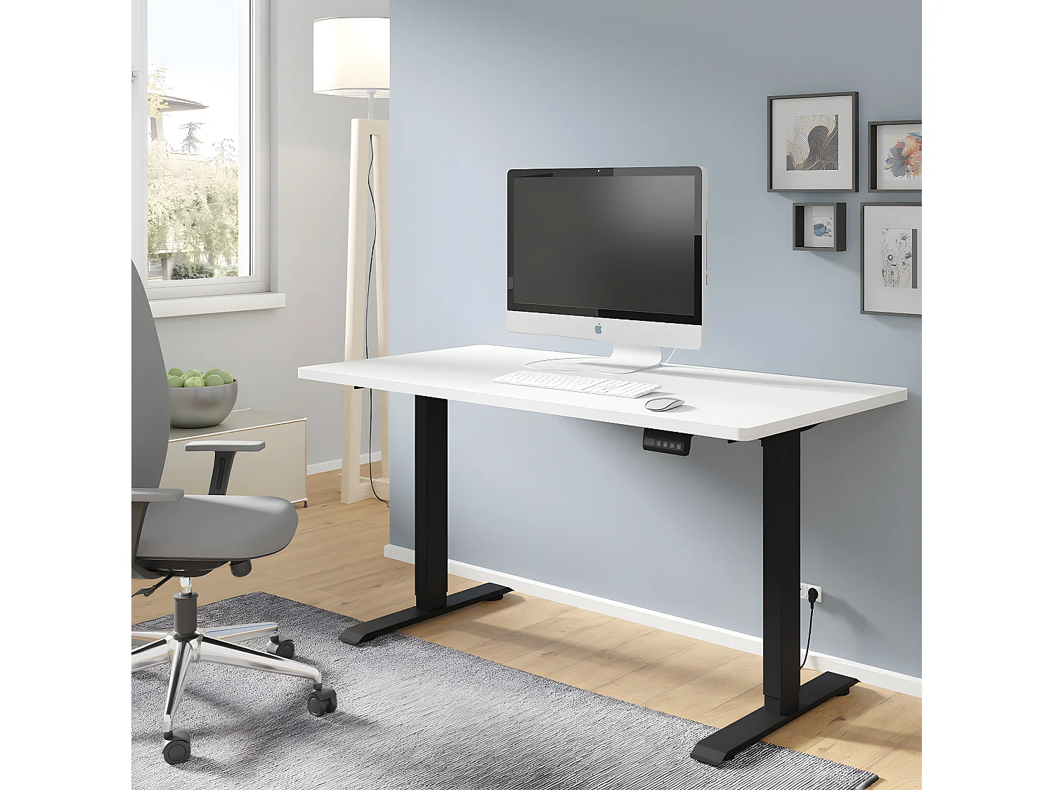 Bureau électrique 140 cm Ergo Blanc et Noir