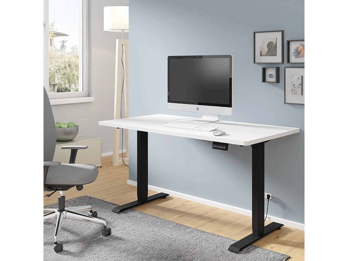 Elektrisk skrivebord 140 cm Ergo Hvid og Sort