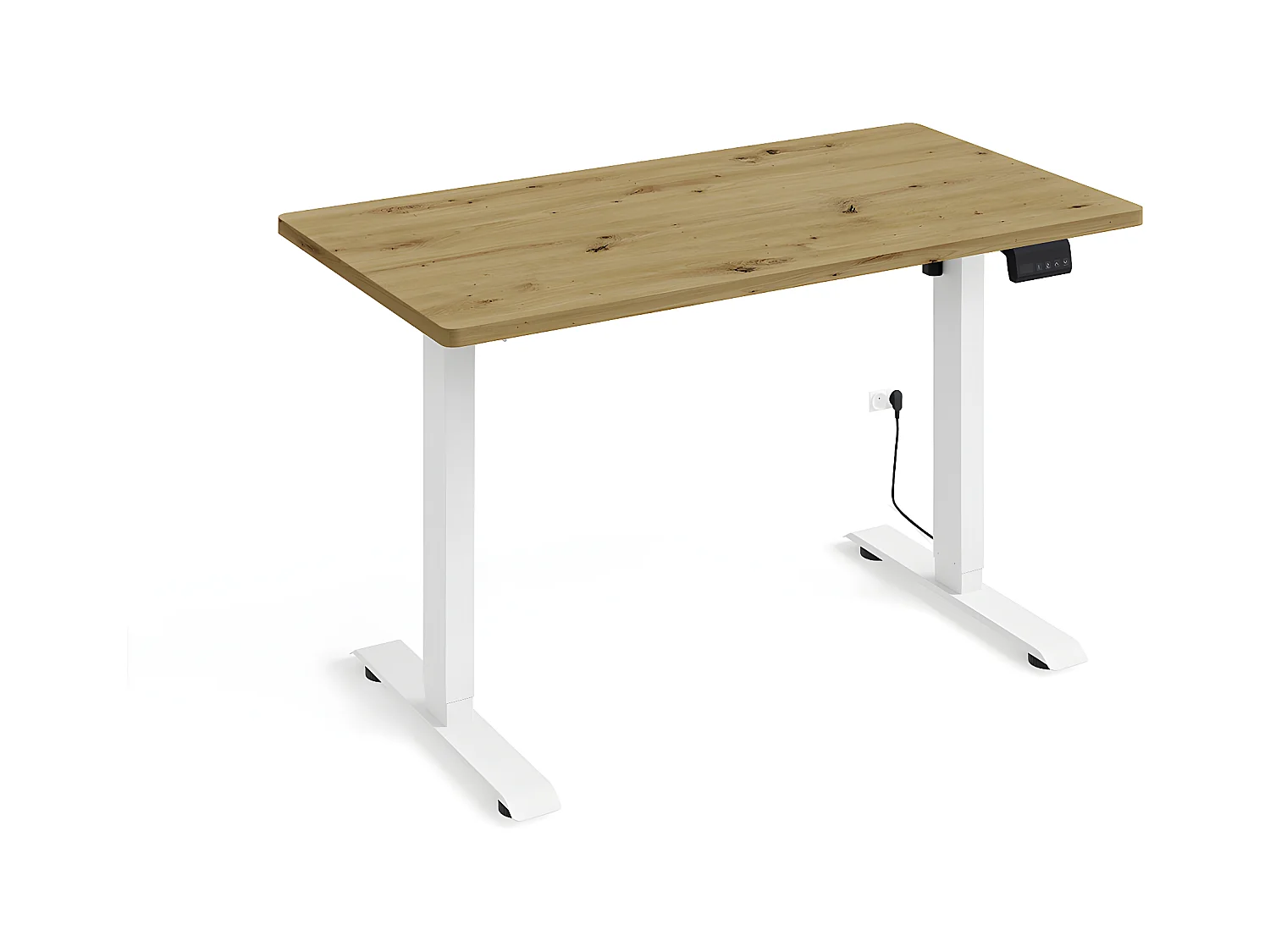 Bureau électrique 120 cm Ergo Bois et Blanc