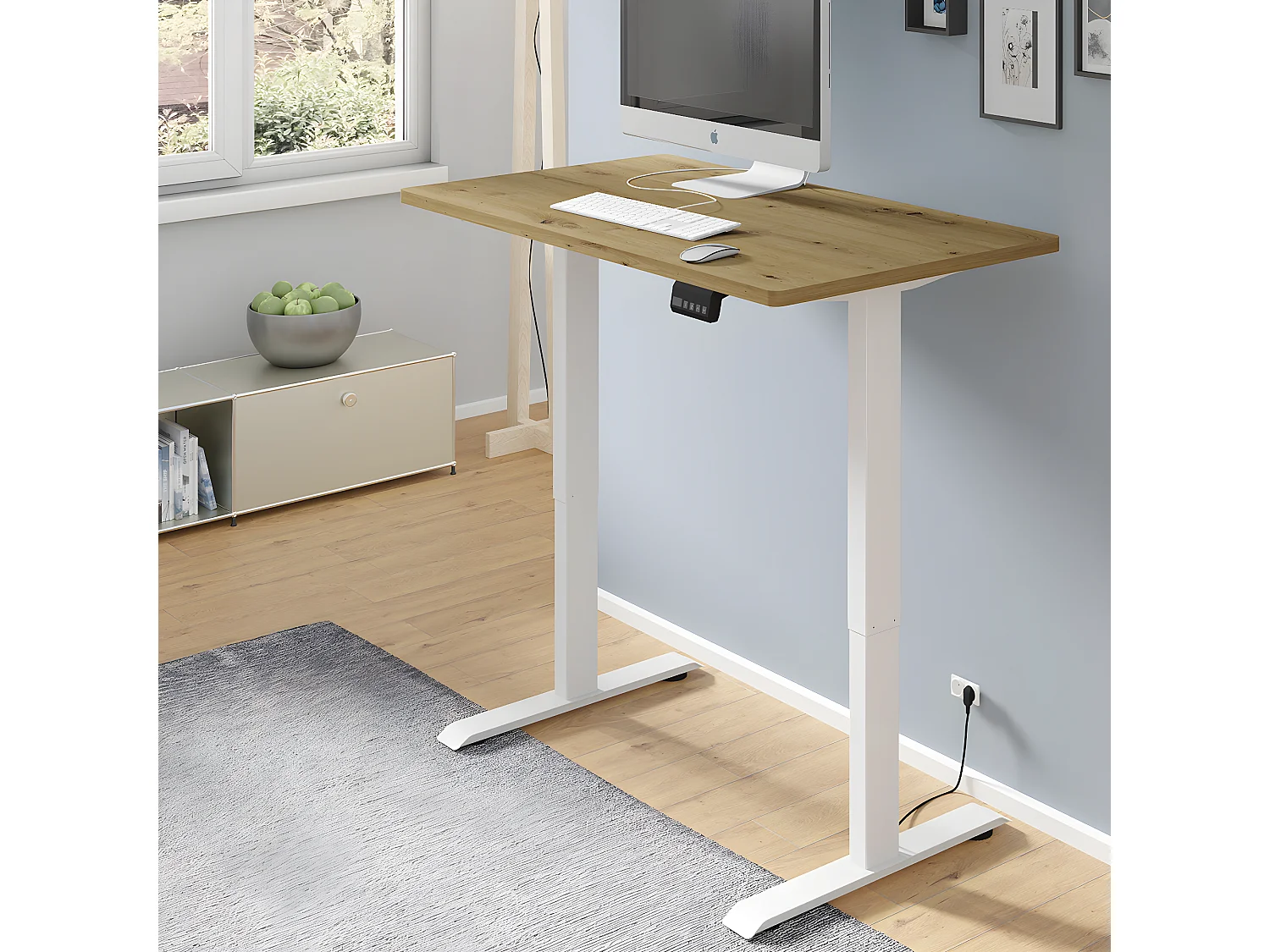 Scrivania Ergo marrone e bianco 73-120cm