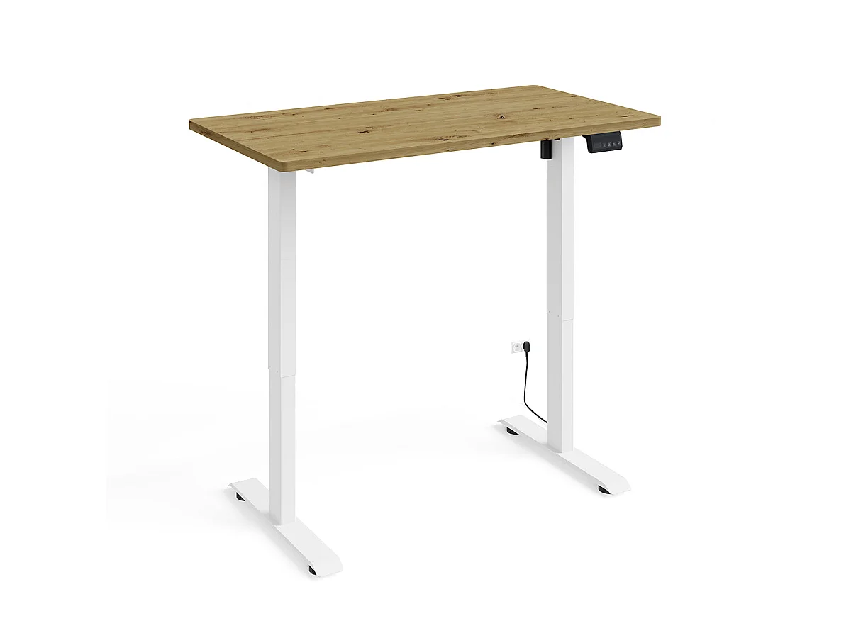 Bureau électrique 120 cm Ergo Bois et Blanc