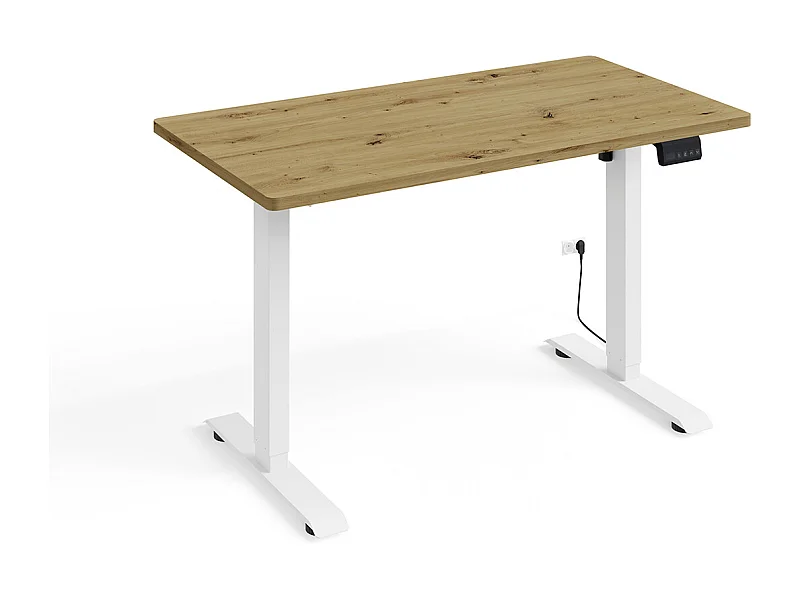 Elektrisch bureau 120 cm Ergo Hout en Wit