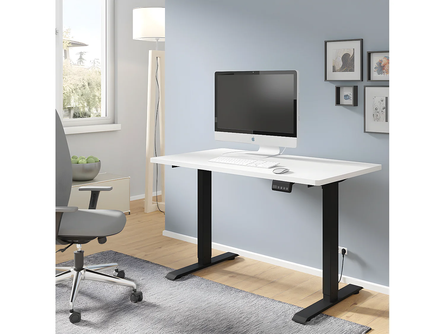 120 cm Ergo Wit en Zwart Elektrisch Bureau