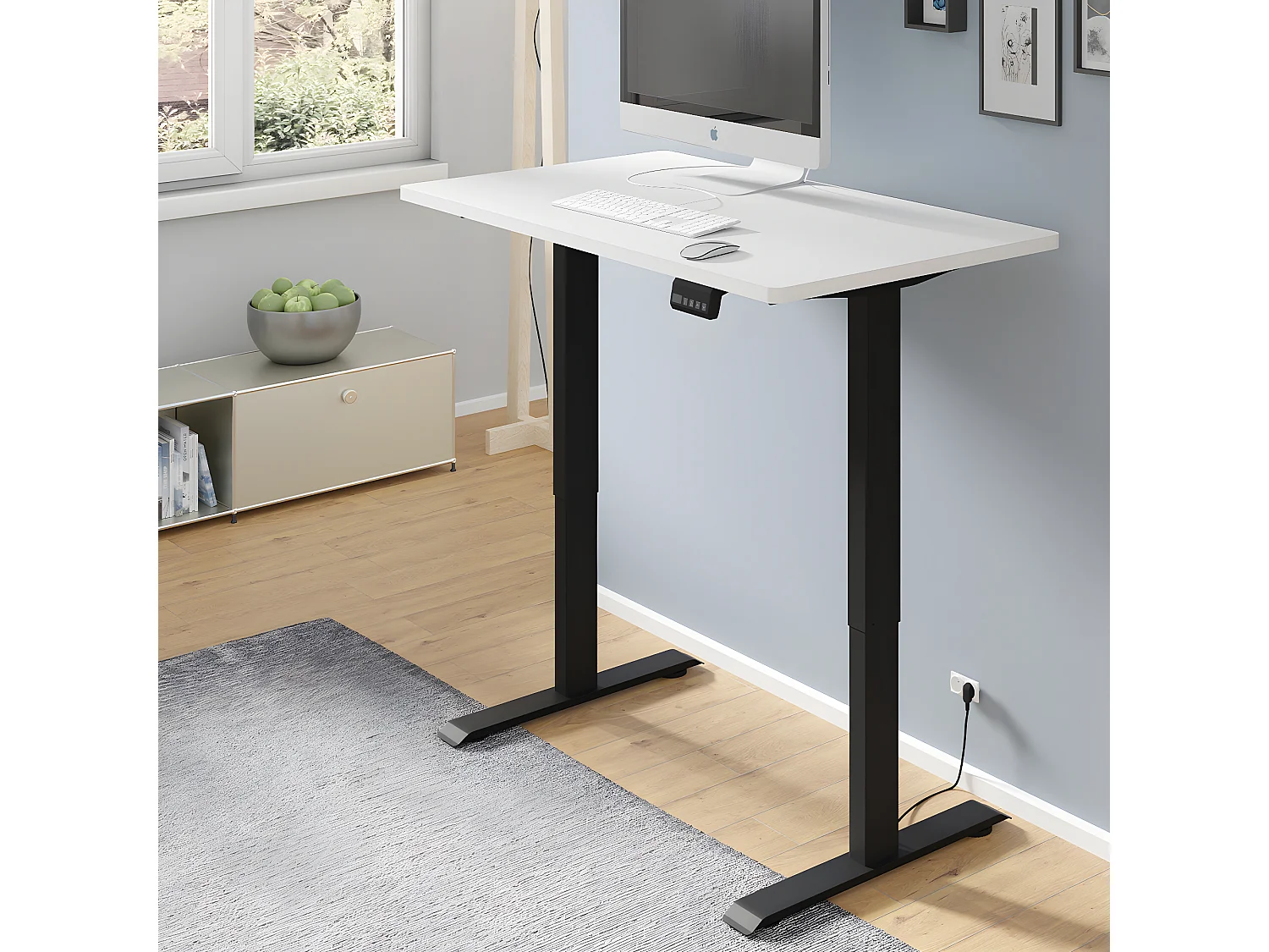 120 cm Ergo Wit en Zwart Elektrisch Bureau