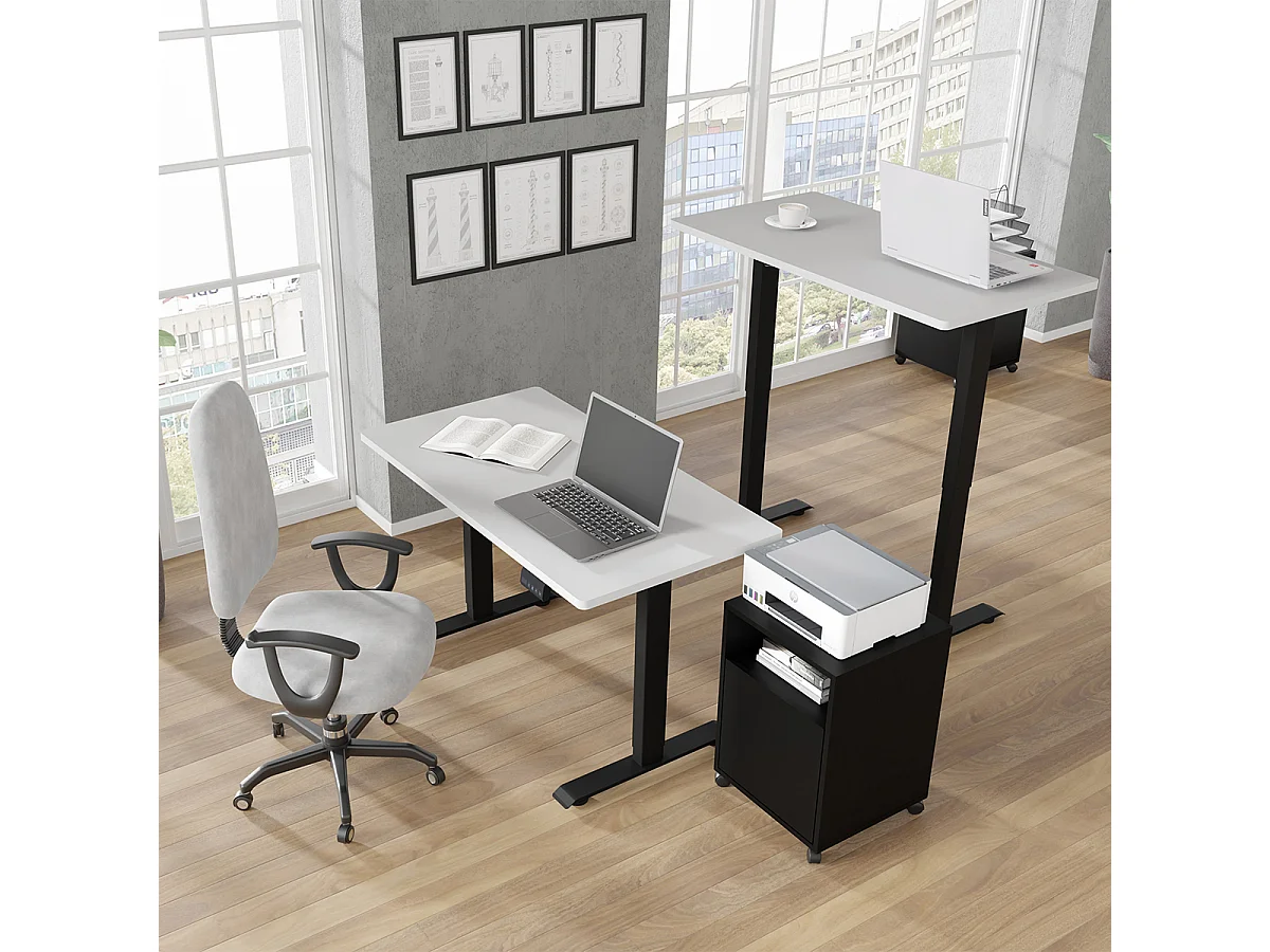 Escritorio eléctrico 120 cm Ergo Blanco y Negro