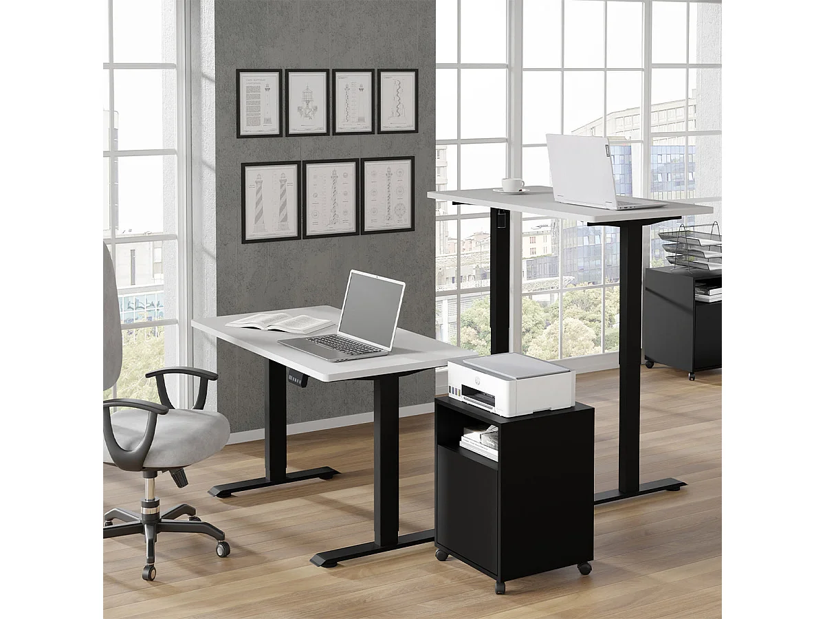 Elektrisk skrivebord 120 cm Ergo Hvid og Sort