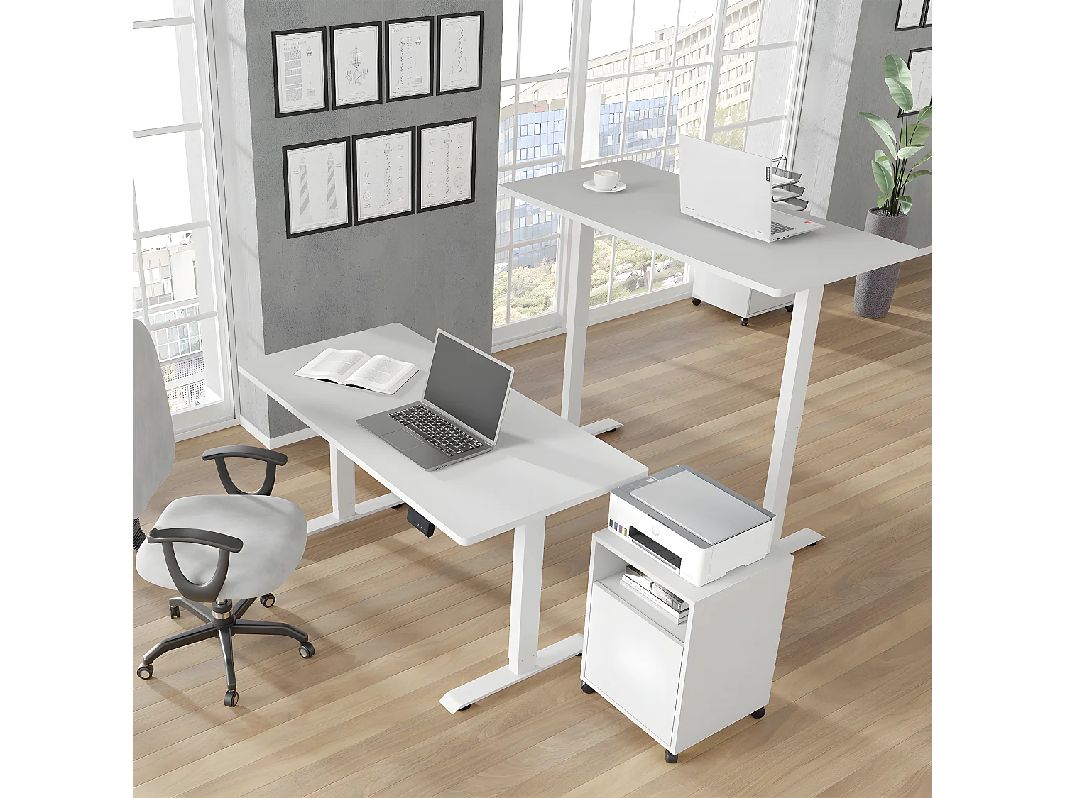 Bureau électrique 140 cm Ergo Blanc