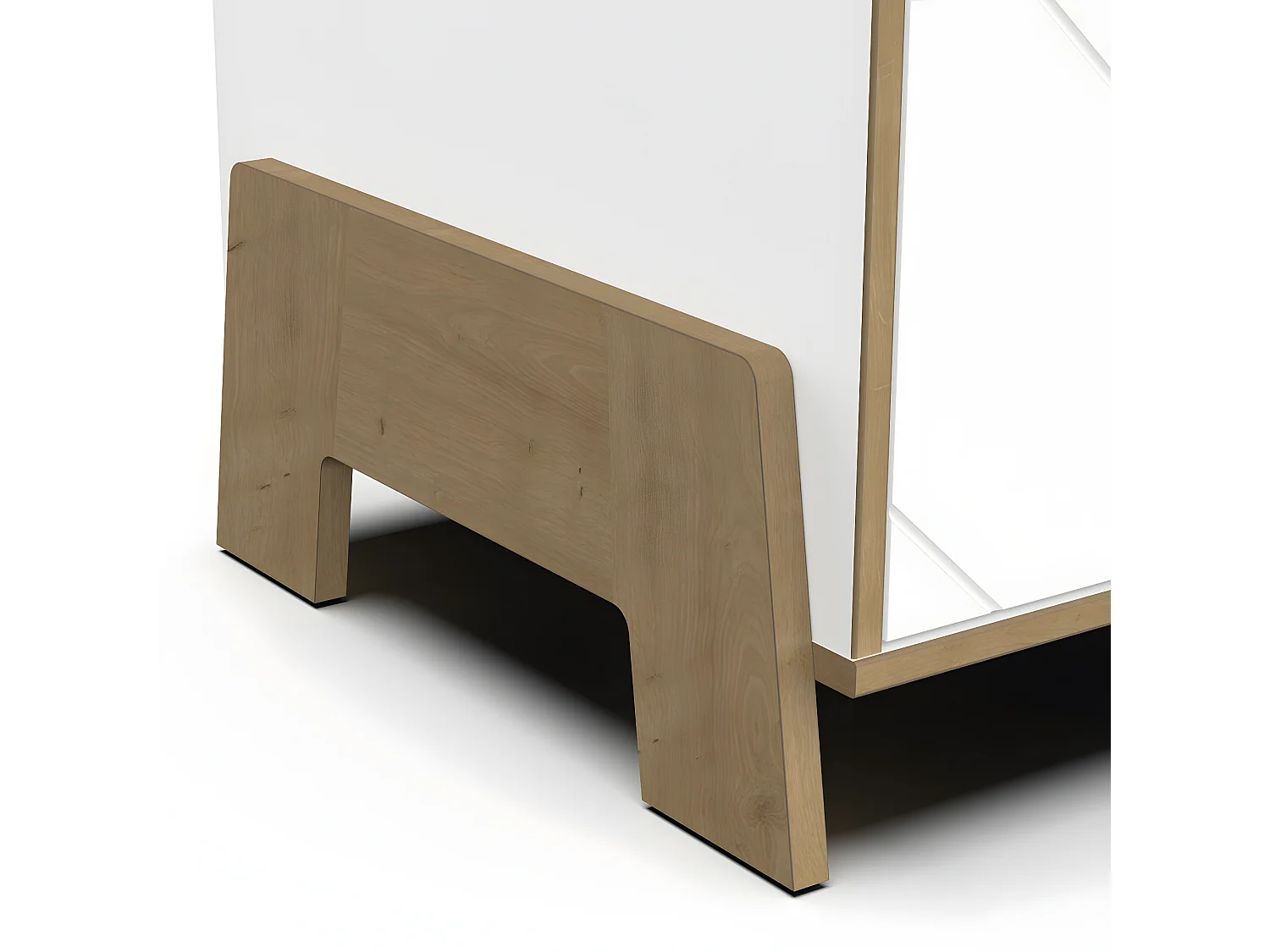 Armoire 3 portes et 1 tiroir décor blanc et chêne  H188 cm - ALBIZIA