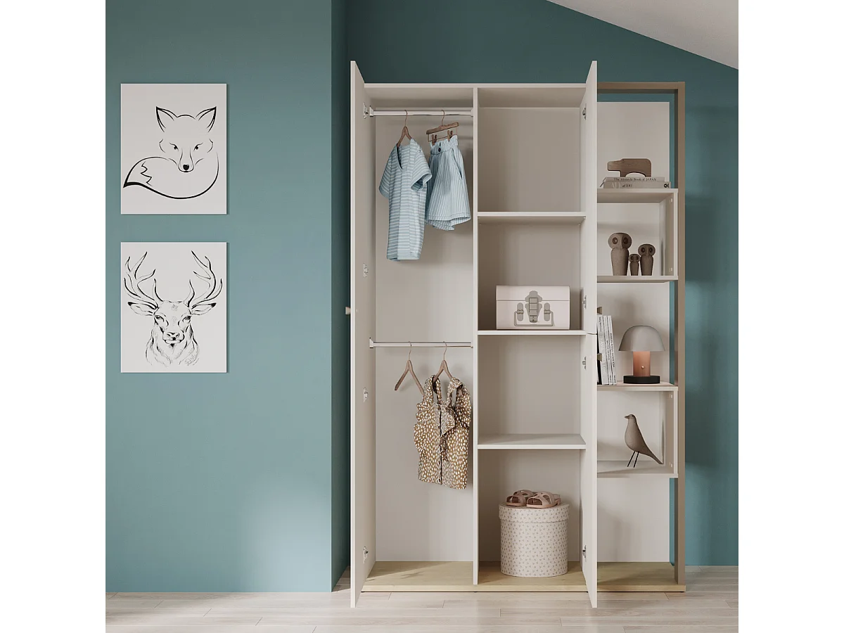 Armario con 3 puertas abatibles y 5 compartimentos L119,7 cm - CAMILLIA