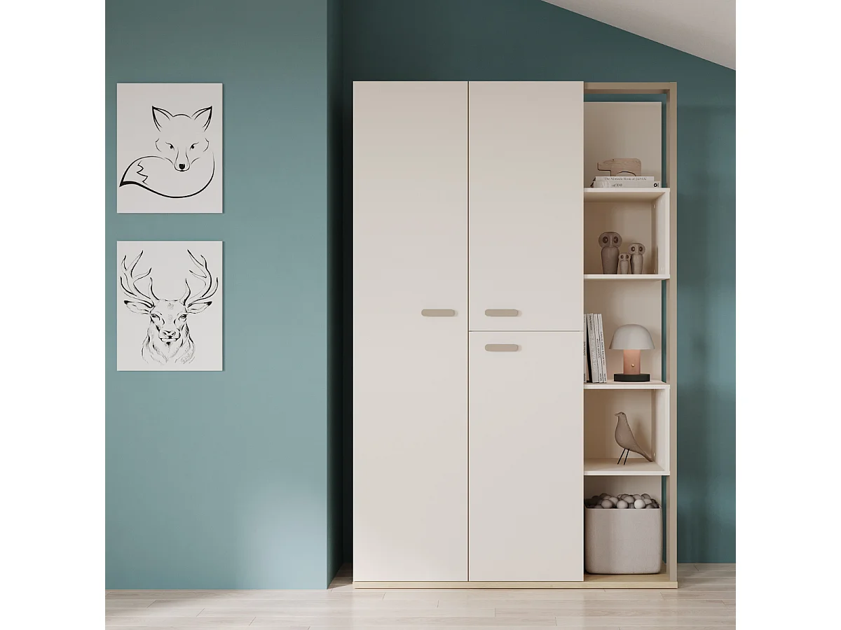 Armario con 3 puertas abatibles y 5 compartimentos L119,7 cm - CAMILLIA