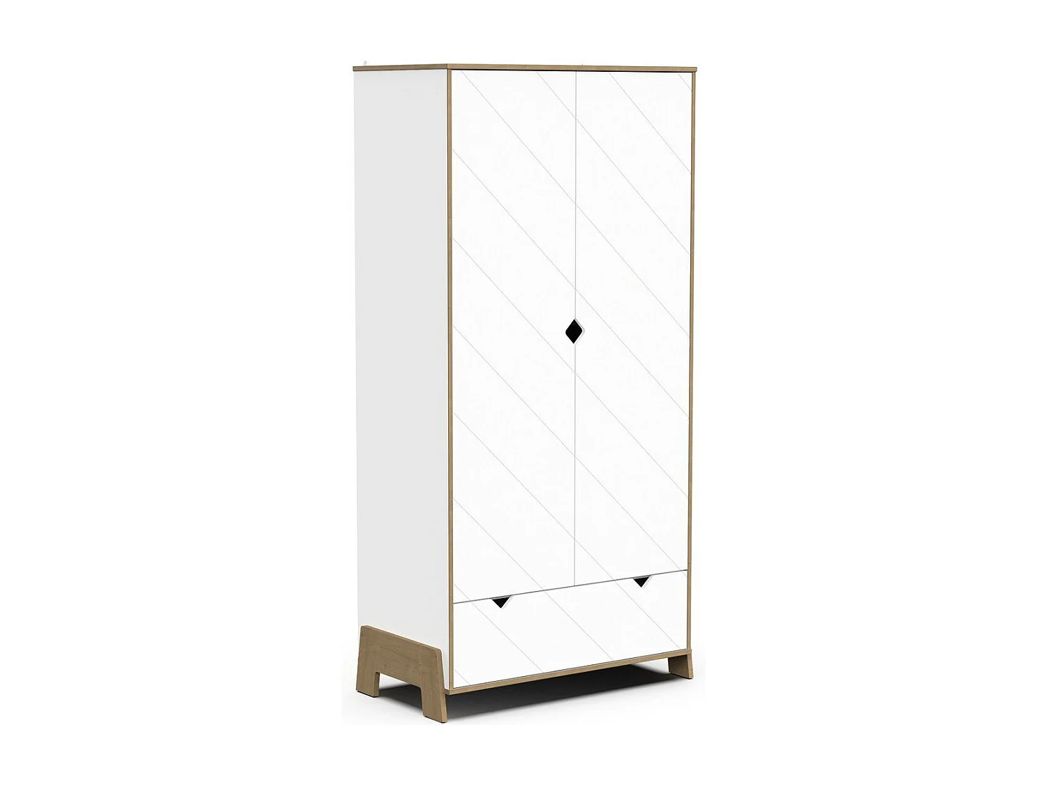 Armoire 2 portes et 1 tiroir décor chêne et blanc H188 cm - ALBIZIA