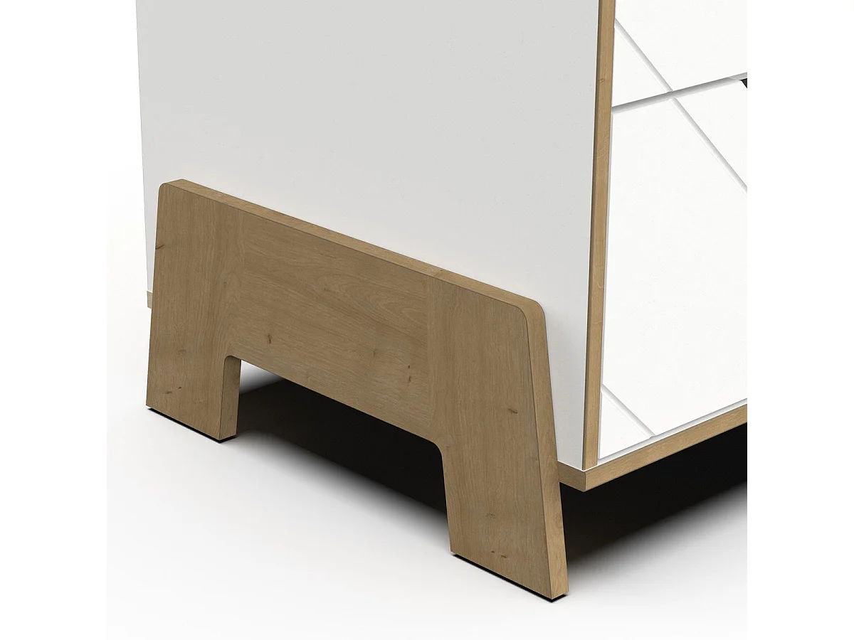 Armoire 2 portes et 1 tiroir décor chêne et blanc H188 cm - ALBIZIA