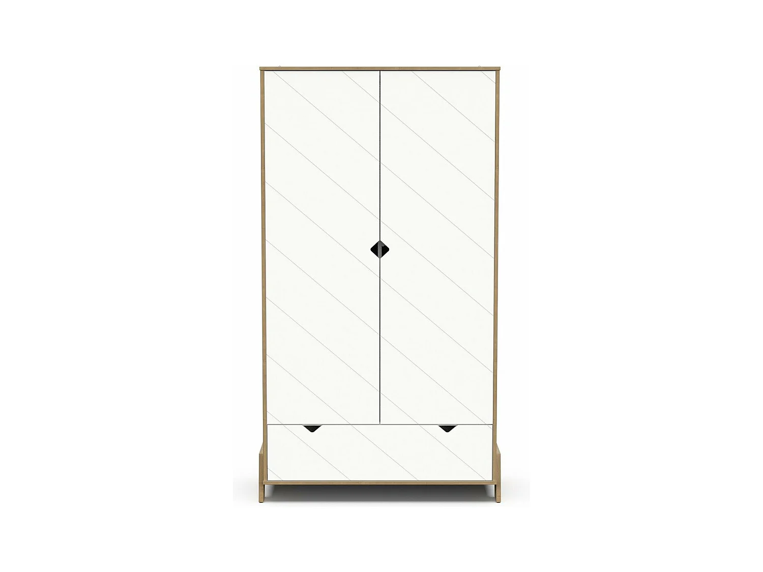 Armoire 2 portes et 1 tiroir décor chêne et blanc H188 cm - ALBIZIA