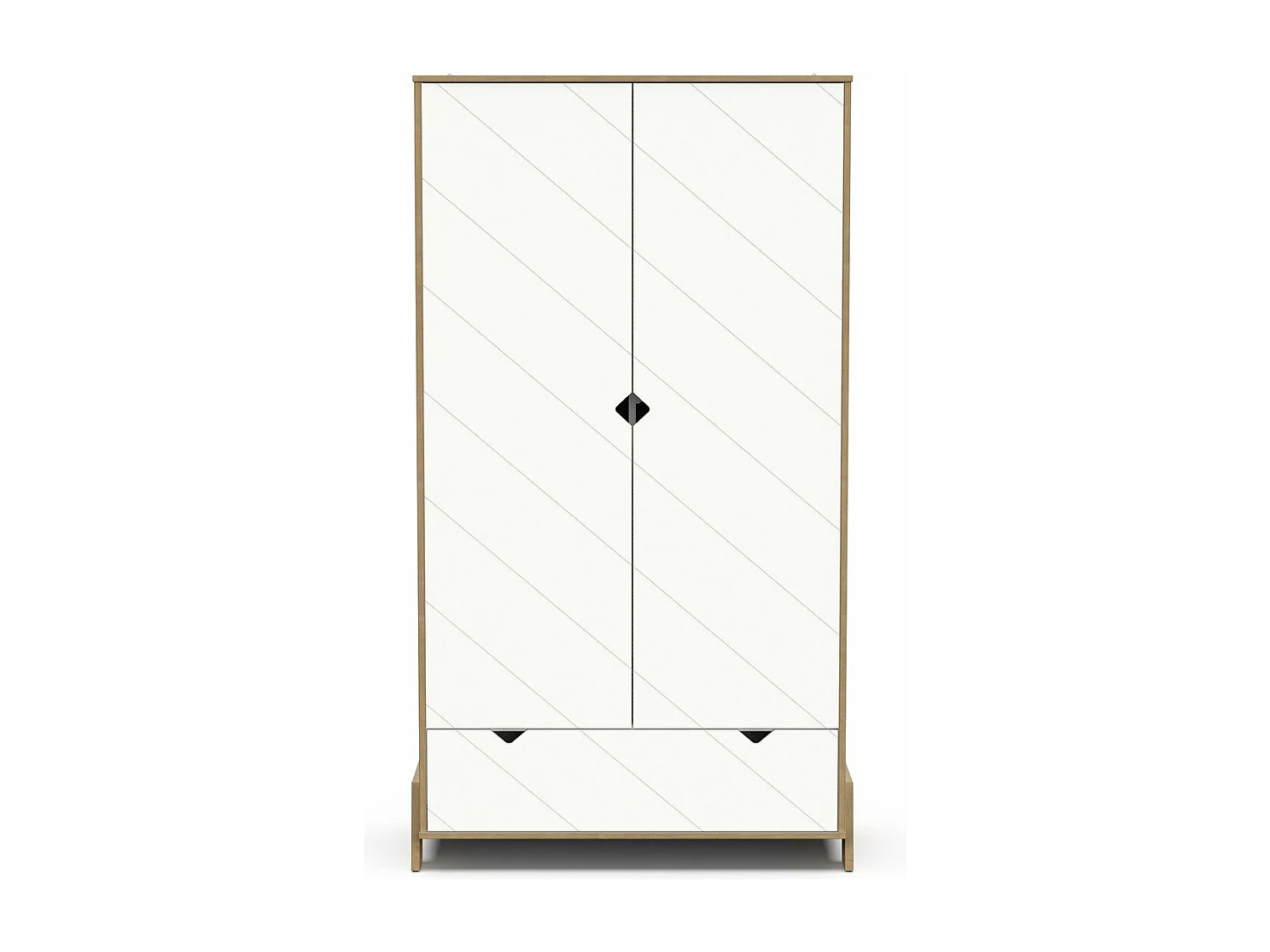 Armoire 2 portes et 1 tiroir décor chêne et blanc H188 cm - ALBIZIA