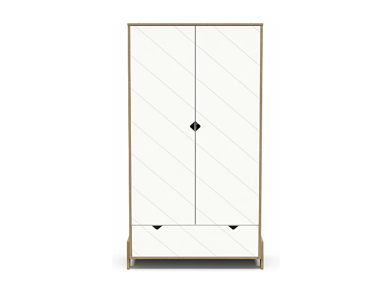 Armario de 2 puertas y 1 cajón decorado en roble Hamilton y blanco H188,1 cm - ALBIZIA