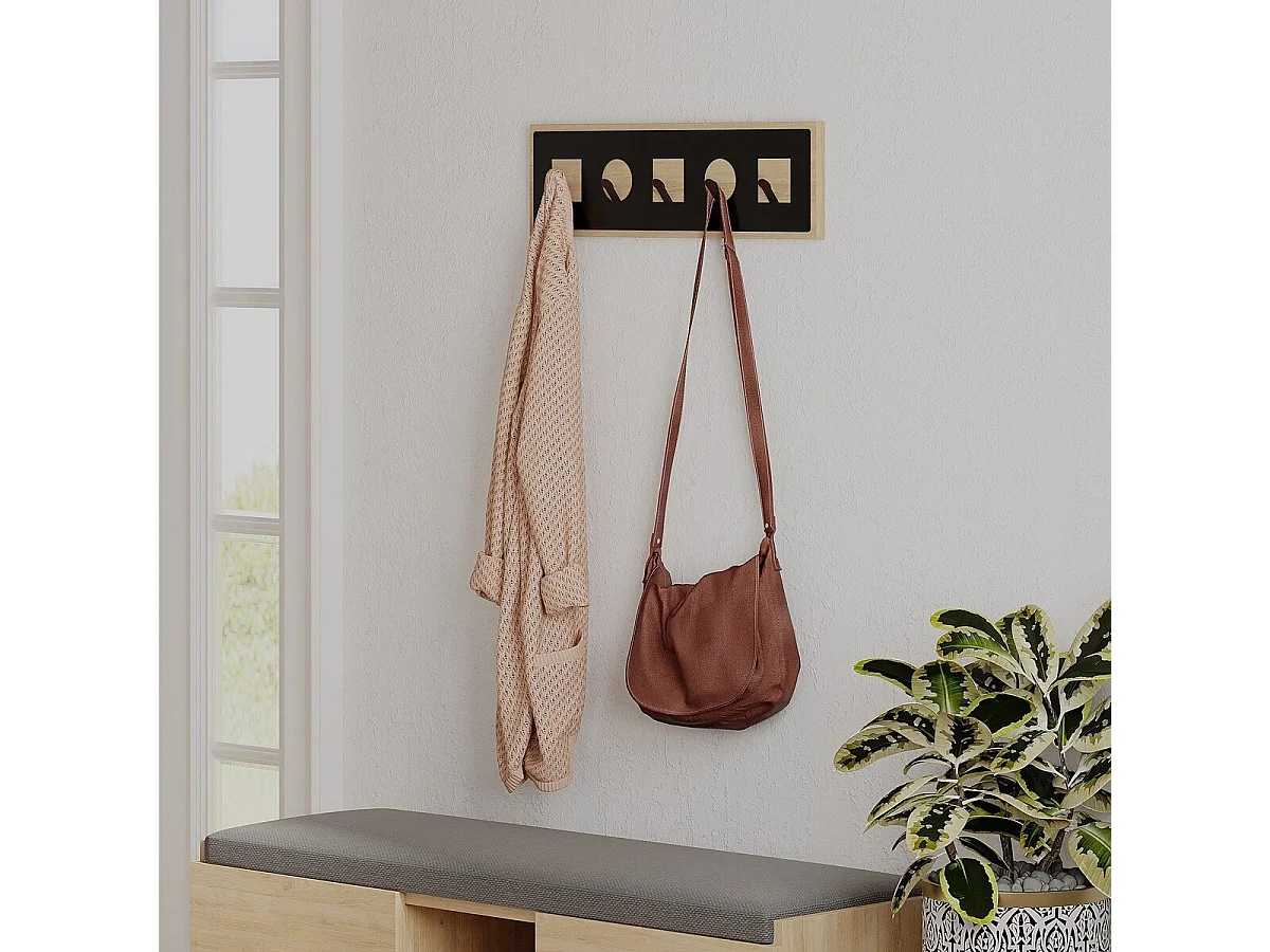 Porte manteaux suspendu décor bois chêne L54,4 cm - ICON