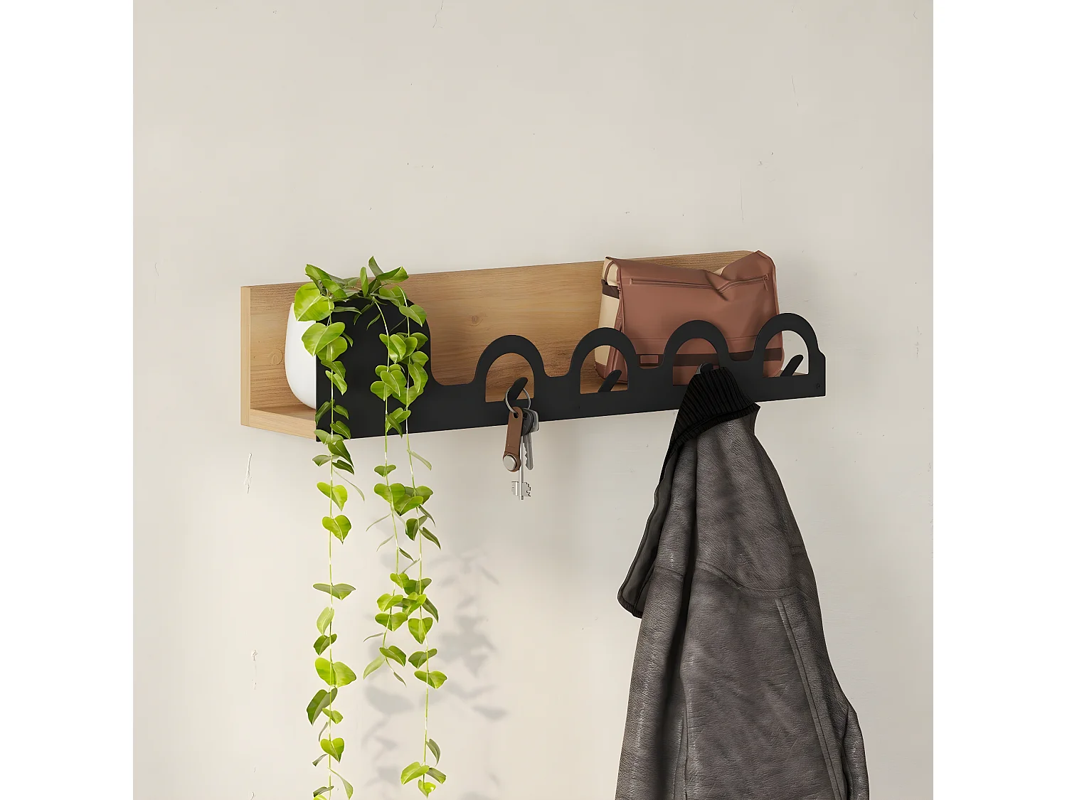 Perchero de pared decorado en roble L63 cm - LIORA HANGER