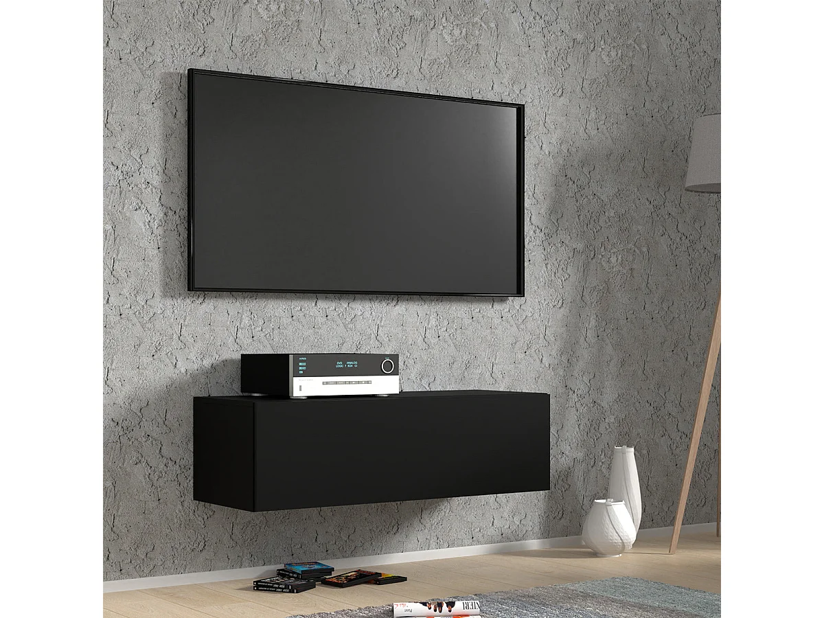 Meuble TV mural 1 porte 100 cm Bali Noir