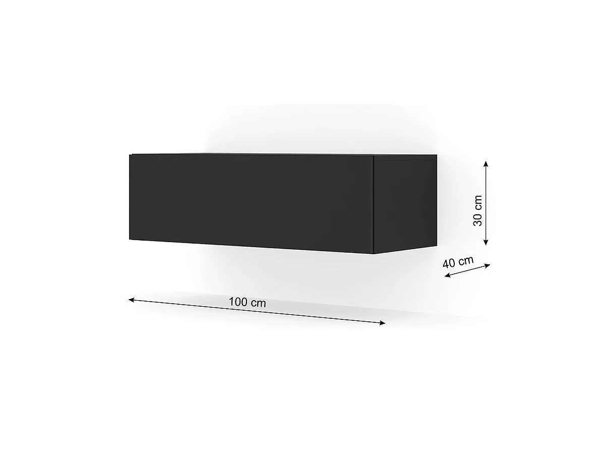 Meuble TV mural 1 porte 100 cm Bali Noir