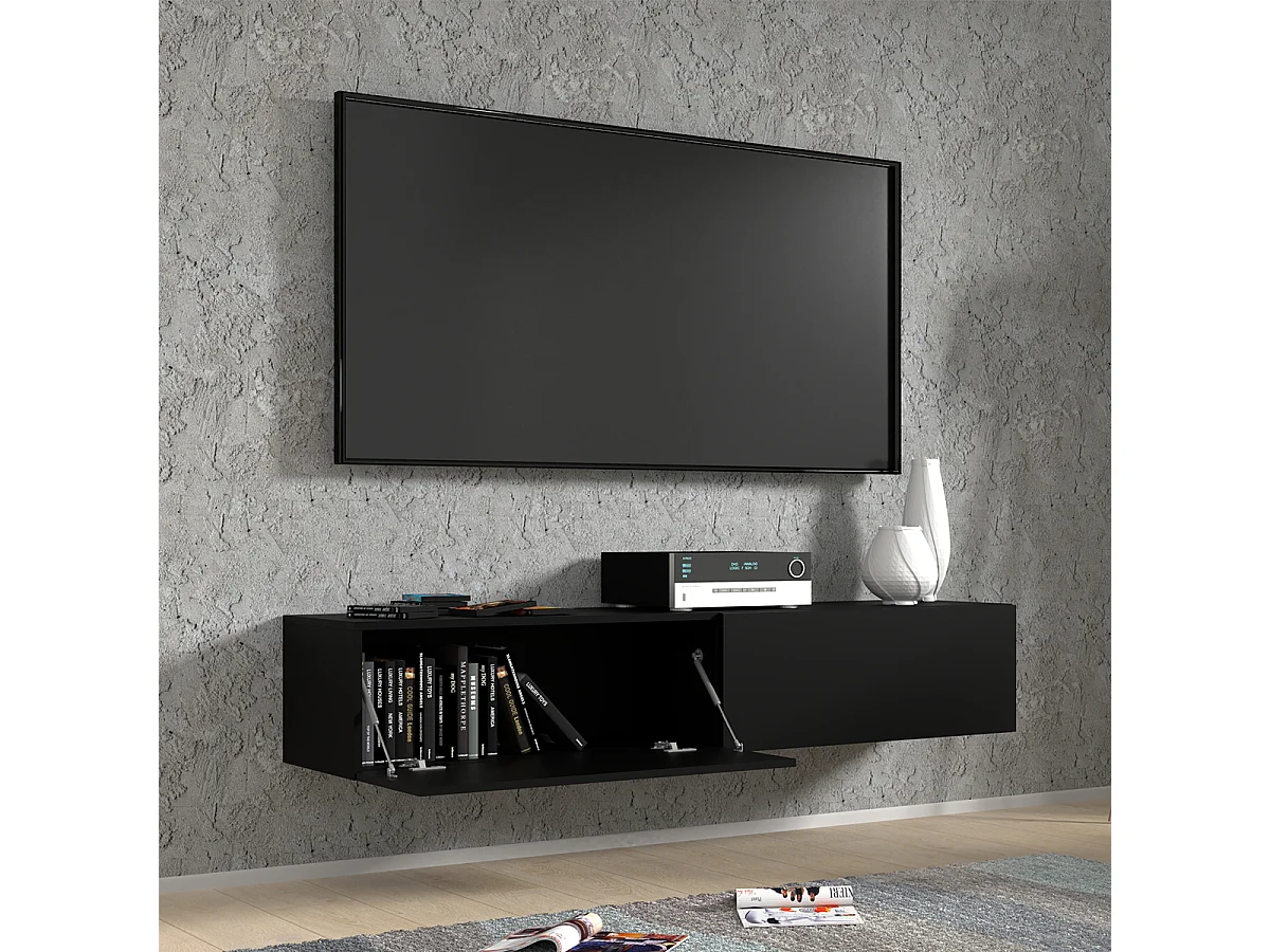 Meuble TV mural 2 portes 160 cm Bali Noir