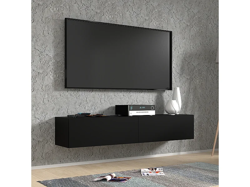 Meuble TV mural 2 portes 160 cm Bali Noir