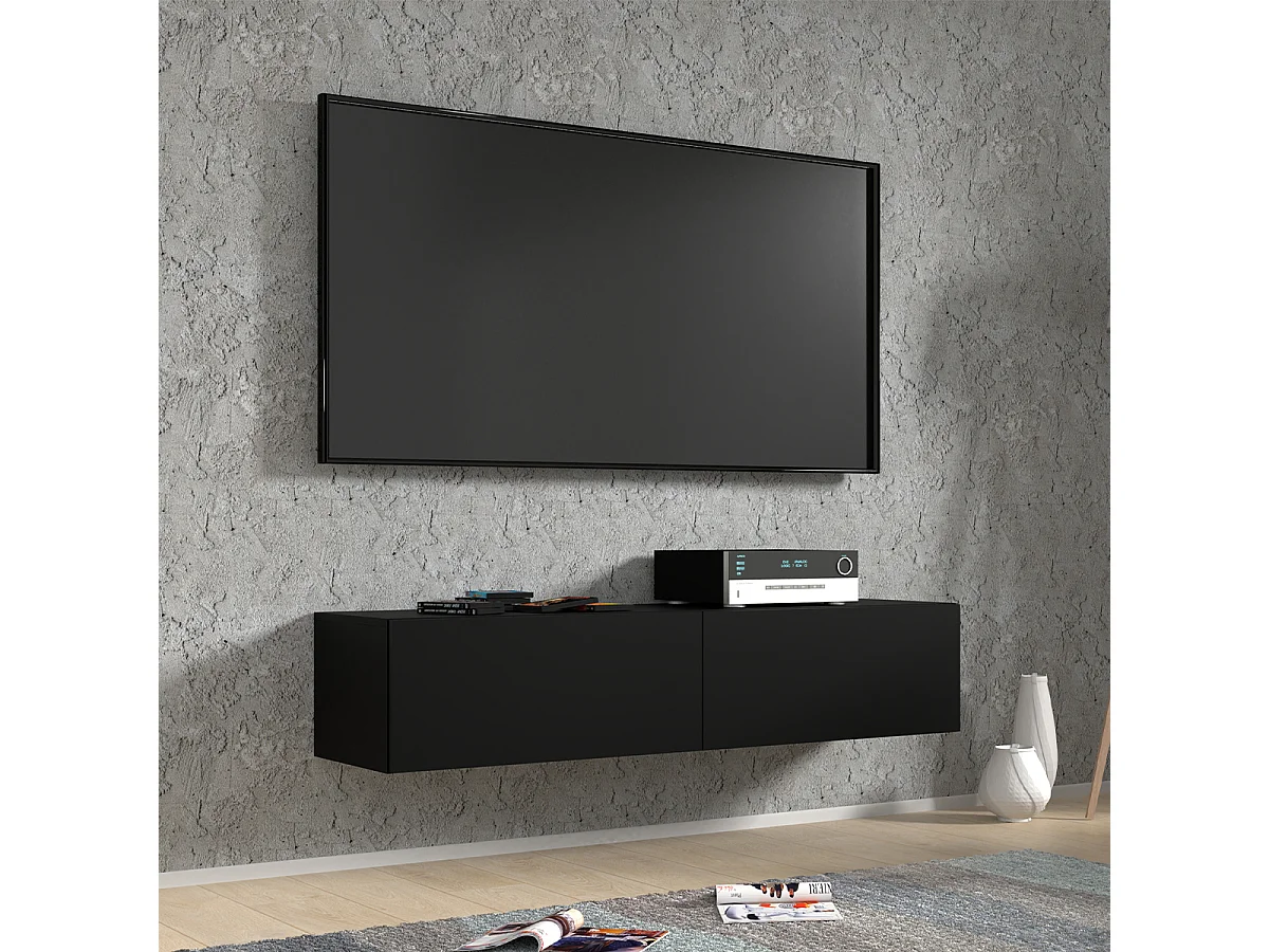 Móvel TV 2 portas Bali preto mate 140cm