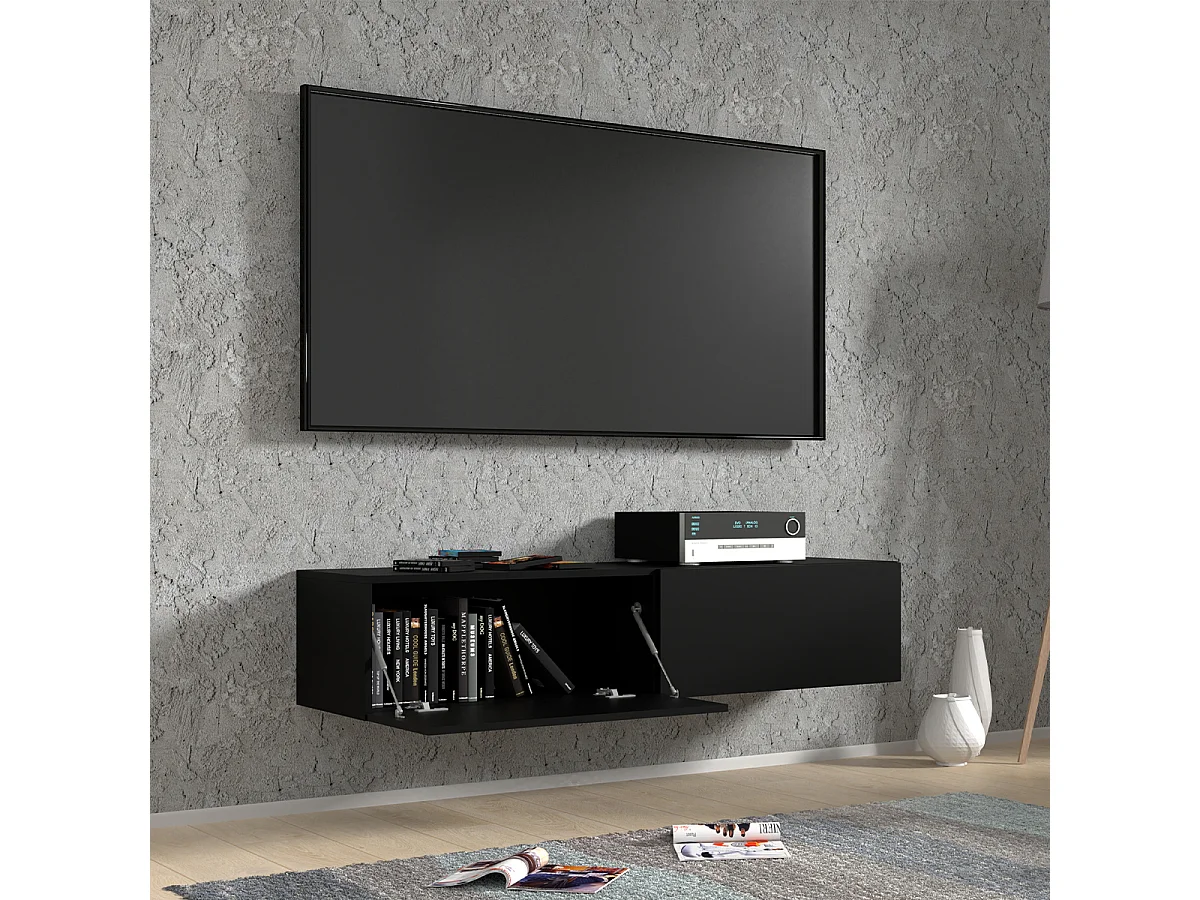 Móvel TV 2 portas Bali preto mate 140cm
